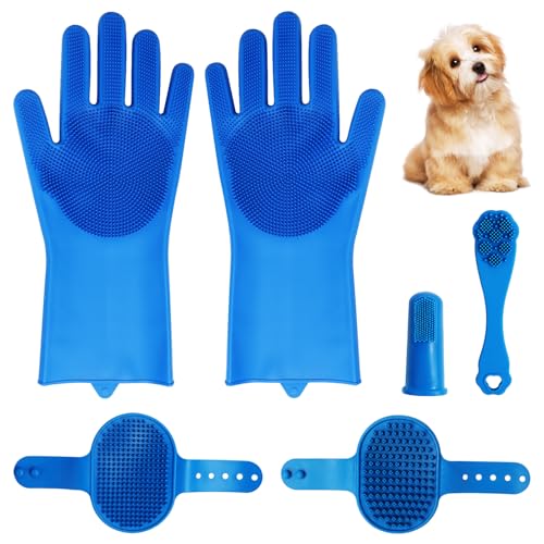 Byffoer Haustier Handschuh katzenbürste Handschuh,Haustiere für Hunde für Hunde Hundewaschhandschuhe Zahnbürsten Silikon Welpe eine massierende Wirkung von Byffoer