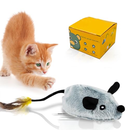 Byffoer Elektrisch Katzenspielzeug, Maus-Form mit Federn, Interaktives Katzenspielzeug für Katzen, Ideal für den Innenbereich und als Geschenk Byffoer Elektrisch Katzenspielzeug, Maus-Form mit Federn, Interaktives Katzenspielzeug für Katzen, Ideal für den Innenbereich und als Geschenk von Byffoer