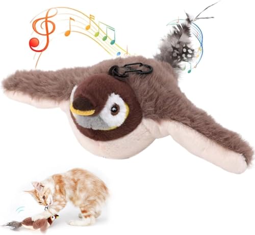 Byffoer Katzenspielzeug Vogel Spielzeug Katze, Interaktives Katzenspielzeug Selbstbeschäftigung, Elektrisches Vogelspielzeug für Katzen, Flapping Bird Cat Toy von Byffoer