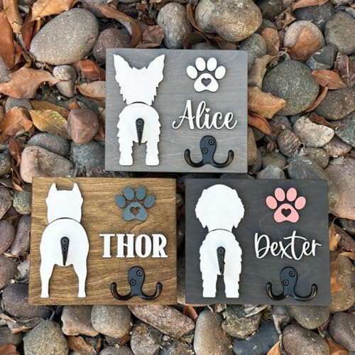 Individueller Hundeleinenhalter für die Wand, personalisierter 3D-Hundeleinenhalter mit Namen, Schlüsselhalterung, Eingangs-Organizer, Geschenk für Tierliebhaber (grau) von Bykiyevm