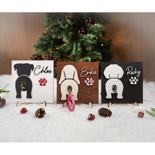 Personalisierter Hundeleinenhalter mit Namen, Hundeleinenhalter für Wand, Hängeschild für Hundeliebhaber, Geschenk für Haustierliebhaber, Schlammhaken (Walnuss, 1 Hundehalter) von Bykiyevm