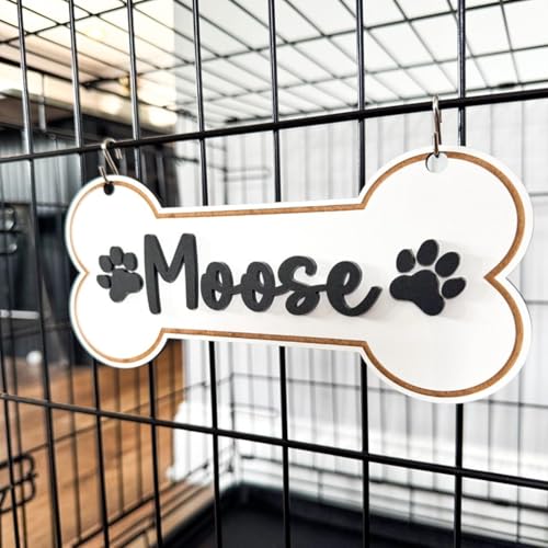 Personalisiertes Hundekäfig-Schild, personalisiertes Namensschild für Hundepfoten, Haustiermarke, Hundehütten-Schild, Zubehör, Geschenk für Tierliebhaber (Stil 2) von Bykiyevm