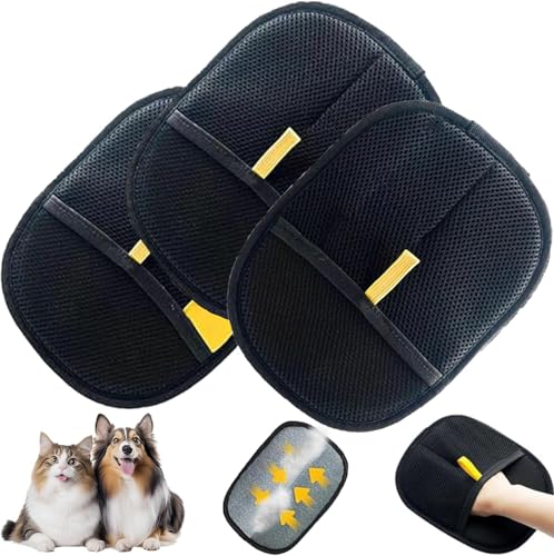 ByteCraft 4 Pack Fellmagnet, 2025 New Fellhandschuhe Fingerlos Katze Wiederverwendbare Fell Magnet Handschuhe, Handschuh Zur Entfernung Von Tierhaaren Für Kleidung, Sofas (3 Pcs) von ByteCraft