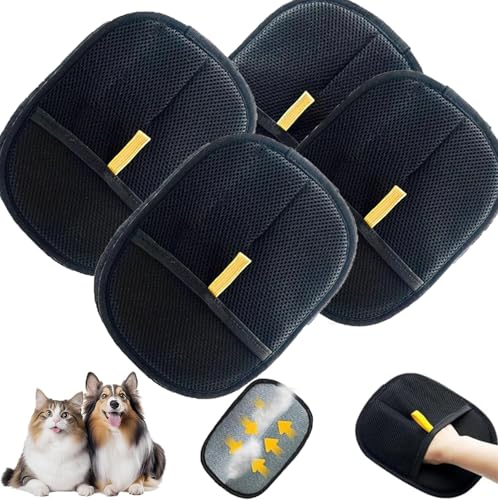 ByteCraft 4 Pack Fellmagnet, 2025 New Fellhandschuhe Fingerlos Katze Wiederverwendbare Fell Magnet Handschuhe, Handschuh Zur Entfernung Von Tierhaaren Für Kleidung, Sofas (4 Pcs) von ByteCraft