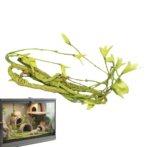 Reptilienranken Biegsam 105cm, Künstliche Terrarium Pflanzen Zum Klettern & Verstecken, Kunstpflanzen Terrarium Zubehör Für Bartagame Leopardgecko Chamäleon Baumfrosch, 105 cm/41,34 Zoll von Byuexhp