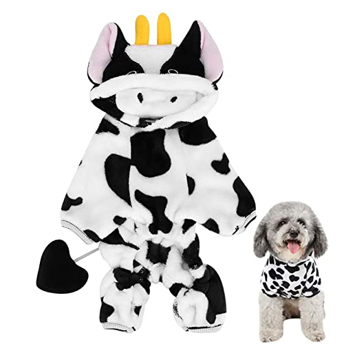 C/Y Halloween-Hundekuh-Kostüm,Kuh Stil Hoodie Halloween Hundekostüme | Weihnachts-Winter-Warmer Fleece-Haustier-Hoodie für kleine mittelgroße Hundewelpen von C/Y