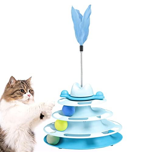 C/Y Interaktives Katzen-Teaser-Spielzeug - Katzenturm für Hauskatzen - Kitten Tower Roller Toys aus umweltfreundlichem PP, sicher und harmlos für Indoor-Katzen, um Spaß von C/Y