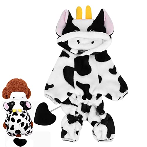 C/Y Kuh-Haustier-Kostüm | Kuh Stil Hoodie Halloween Hundekostüme | Fleece-Winter-Pyjama-Mantel-Overall für Welpen, kleine, mittelgroße Hunde von C/Y