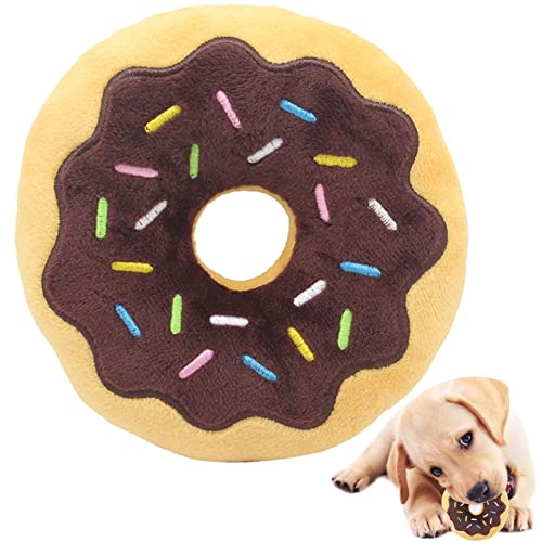 C/Y Quietschender Plüsch Donut für Hunde,Quietschendes Kau-Donut-Spielzeug für Hunde | Pet Bite Toys für Welpen, Hundehaustiere Sound Playing Plüsch Donut von C/Y