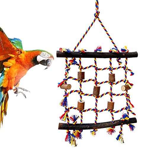 C/Y Vogelkletternetz | Parrot Climbing Cotton Strickleiter | Langlebiges buntes Vogel-Kletterleiter-Hängekäfig-Kauspielzeug von C/Y