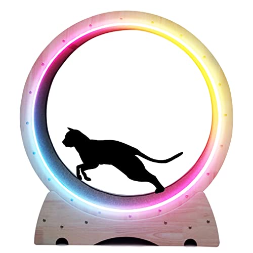 katzenlaufrad Farbwechselndes LED-Laufrad für Katzen, Haustierfreundliches Katzenlaufband Mit Geräuscharmer Riemenscheibe, Katzenlaufrad für Wohnungskatzen, Katzenkratzbaum Turm von C'ESTBON
