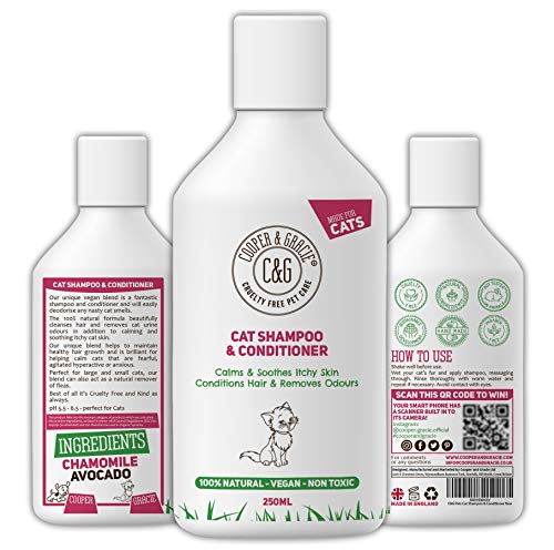 C&G Pets Katzen-Shampoo & Conditioner, 250 ml, ideal für alle Katzen, pflegt das Haar und entfernt Gerüche, ein natürlicher Entferner von Flöhen und Zecken von C&G Pets