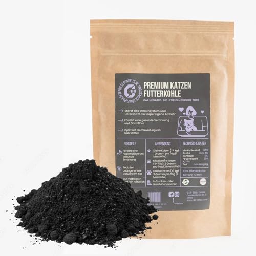 C44-Zittau Premium Futterkohle für Katzen – unterstützt Verdauung, Wohlbefinden & Abwehrkräfte – 100% pflanzlich & nachhaltig - Made in Germany (500ml) von C44-Zittau