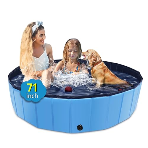 CACSPS Faltbarer Hundepool, 180,3 x 35,6 cm, großer Kinderpool mit hartem Kunststoff, rutschfeste Hundebadewanne für den Außenbereich, Garten, zusammenklappbarer Hundepool für Kinder, Hunde, Haustiere CACSPS Faltbarer Hundepool, 180,3 x 35,6 cm, großer Kinderpool mit hartem Kunststoff, rutschfeste Hundebadewanne für den Außenbereich, Garten, zusammenklappbarer Hundepool für Kinder, Hunde, Haustiere von CACSPS