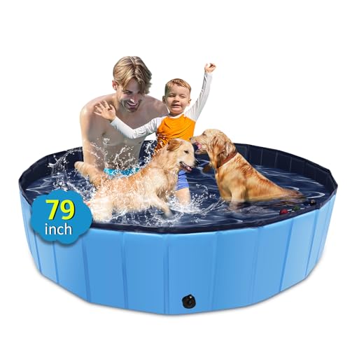 CACSPS Faltbarer Hundepool, 200,7 x 35,6 cm, Kinderpool mit Hartplastik, rutschfeste Hundebadewanne für den Außenbereich, Hinterhof, zusammenklappbarer Hundepool für Kinder, Hunde, Haustiere (blau) CACSPS Faltbarer Hundepool, 200,7 x 35,6 cm, Kinderpool mit Hartplastik, rutschfeste Hundebadewanne für den Außenbereich, Hinterhof, zusammenklappbarer Hundepool für Kinder, Hunde, Haustiere (blau) von CACSPS