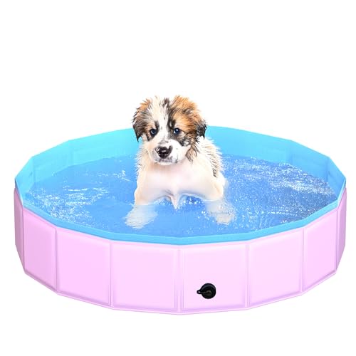 CACSPS Faltbarer Hundepool, 80 x 20 cm Kinderpool aus Hartplastik, rutschfeste Hundebadewanne für den Außenbereich, zusammenklappbarer Hundeschwimmpool für Kinder, Hunde und Haustiere (Rosa) CACSPS Faltbarer Hundepool, 80 x 20 cm Kinderpool aus Hartplastik, rutschfeste Hundebadewanne für den Außenbereich, zusammenklappbarer Hundeschwimmpool für Kinder, Hunde und Haustiere (Rosa) von CACSPS