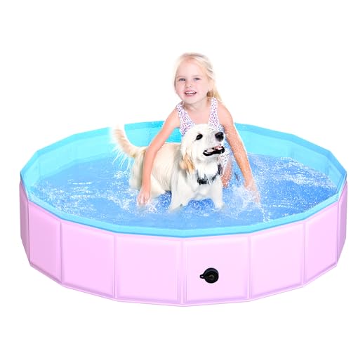 CACSPS Faltbarer Hundepool, 120 x 30 cm Kinderpool aus Hartplastik, rutschfeste Hundebadewanne für den Außenbereich, zusammenklappbarer Hundeschwimmpool für Kinder, Hunde und Haustiere (Rosa) CACSPS Faltbarer Hundepool, 120 x 30 cm Kinderpool aus Hartplastik, rutschfeste Hundebadewanne für den Außenbereich, zusammenklappbarer Hundeschwimmpool für Kinder, Hunde und Haustiere (Rosa) von CACSPS