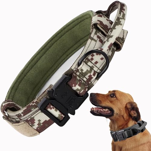 Taktisches Hundehalsband, verstellbares Militär-Training, Nylon-Hundehalsband mit Kontrollgriff und schwerer Schnellverschluss-Metallschnalle für kleine, mittelgroße und große Hunde, Camouflage, L Taktisches Hundehalsband, verstellbares Militär-Training, Nylon-Hundehalsband mit Kontrollgriff und schwerer Schnellverschluss-Metallschnalle für kleine, mittelgroße und große Hunde, Camouflage, L von CADONO