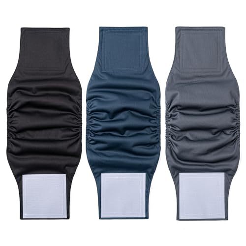 Wiederverwendbare Hundewindeln, waschbar, für männliche Hunde, hochabsorbierend, für Rüden, Hunde, Welpen, Größe S, Schwarz, Marineblau, Anthrazit, 1 Packung mit 3 Stück Wiederverwendbare Hundewindeln, waschbar, für männliche Hunde, hochabsorbierend, für Rüden, Hunde, Welpen, Größe S, Schwarz, Marineblau, Anthrazit, 1 Packung mit 3 Stück von CADONO