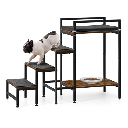 Haustier-Fensterstange mit Treppe, Hunde-Etagenbetten mit Treppe, 4 Stufen Hundetreppe für hohe Betten für kleine Hunde und Katzen von CADUKE