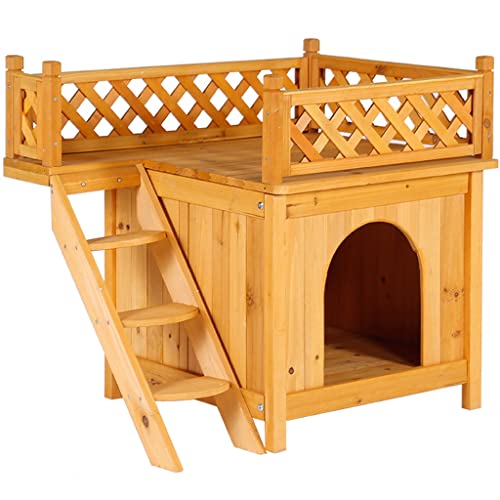2-stöckiges Katzenhaus aus Holz für den Außenbereich, erhöhter wasserdichter Unterschlupf mit Balkon, wasserdicht, Aufbewahrungsbox für Katzen, Haustierprodukte von CAFIEDR