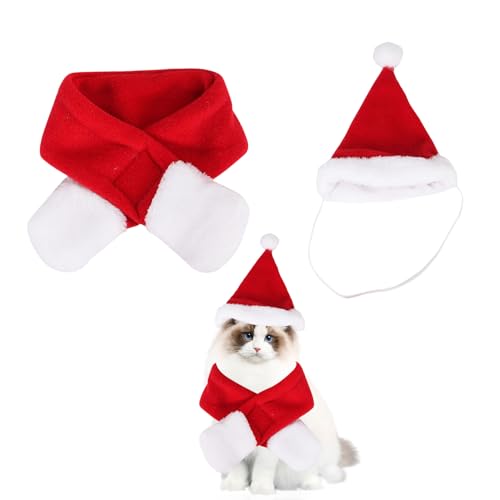 2 Stück Katzenkostüm Weihnachten,Weihnachtsmütze Katze Katzen Haustier Kostüm Hund Weihnachtskostüm Hunde Weihnachts Hundekostüm,Schal Mit Mütze Set Kleidung Christmas,für Haustiers Weihnachtsschmuck 2 Stück Katzenkostüm Weihnachten,Weihnachtsmütze Katze Katzen Haustier Kostüm Hund Weihnachtskostüm Hunde Weihnachts Hundekostüm,Schal Mit Mütze Set Kleidung Christmas,für Haustiers Weihnachtsschmuck von CAIKAILIOR