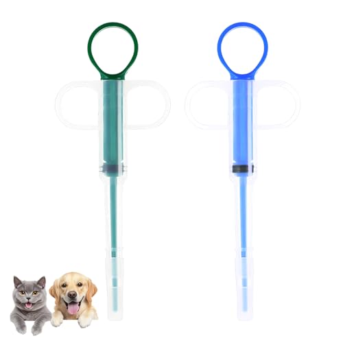 CAIKAILIOR 2 Stück Tabletteneingeber,Katze Dogs Pet Feeder, Pet Pusher Spritze,Haustier Pet Pillenwerfer,Tabletteneingeber für Katzen kleine Hunde,Wiederverwendbare Pusher Tablet von CAIKAILIOR