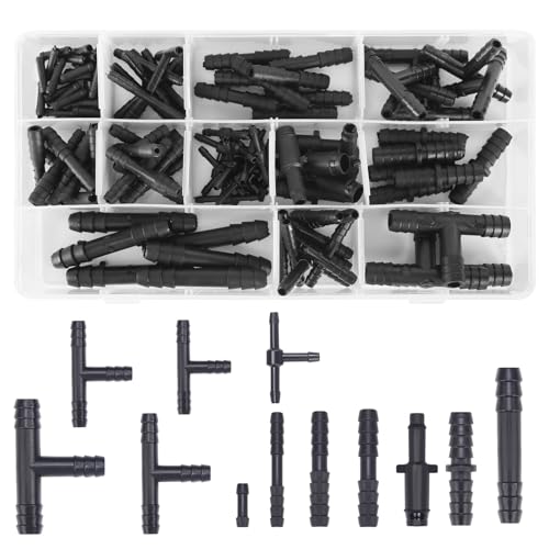 CAINCAY 113 Stück Schlauchverbinder Sortiment Schwarz T Stück Verbinder Schlauchverbinder Set, Bewässerung Anschluss Kit T-Verbinder Schlauchverbinder Set für Gärten Schläuche CAINCAY 113 Stück Schlauchverbinder Sortiment Schwarz T Stück Verbinder Schlauchverbinder Set, Bewässerung Anschluss Kit T-Verbinder Schlauchverbinder Set für Gärten Schläuche von CAINCAY