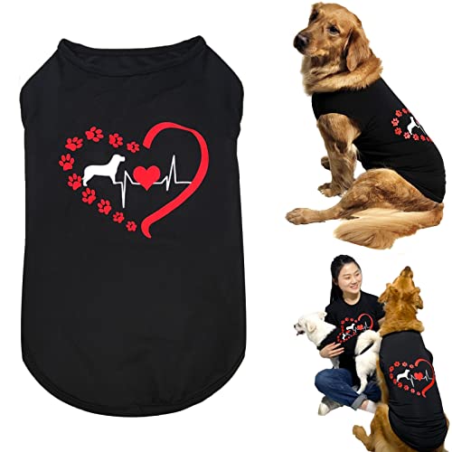 Großes Hunde-Shirt mit Herzpfoten-Motiv, passend für Hunde und Besitzer, Kleidung, Pyjama, Hunde und Mama, Sweatshirt, Sport-T-Shirt, Haustier-Kleidung, Outfits für mittelgroße und große Hunde von CAISANG