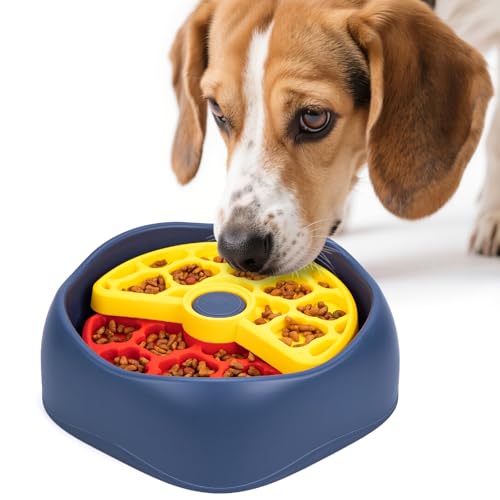 Slow Feeder Hundenapf Haustier – Interaktives Hunde-Puzzle-Spiel, geeignet für kleine und mittelgroße Hunde (A.Rot und Gelb) von CAISHOW