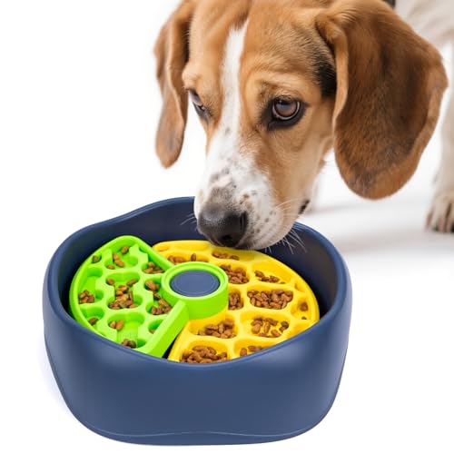Slow Feeder Hundenapf Haustier – Interaktives Hunde-Puzzle-Spiel, geeignet für kleine und mittelgroße Hunde (C.Green und Gelb) von CAISHOW