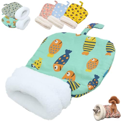 CAIYZH Gemütliches Haustiernestbett, Katzenschlafsack for Hauskatzen, 360°-Wickelkomfortabler Katzenschlafsack for Katzen Bis 6 Kg(Green,35 * 45cm) von CAIYZH