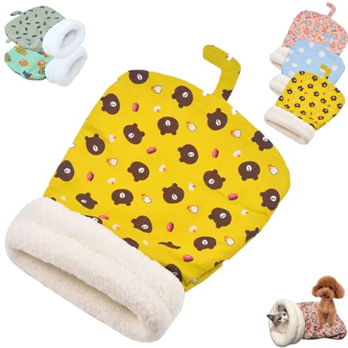 CAIYZH Gemütliches Haustiernestbett, Katzenschlafsack for Hauskatzen, 360°-Wickelkomfortabler Katzenschlafsack for Katzen Bis 6 Kg(Yellow,35 * 45cm) von CAIYZH