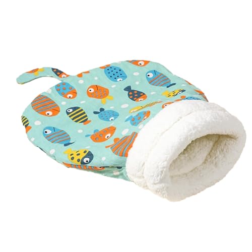 Haustierschlafsack - Orthopädisches Halbgeschlossenes, Warmes Katzenbett Weiche Kuschelhöhle Mit Kissen, Wärmendes Bett For Welpen Und Kätzchen Im Haus, Bequemer Plüschunterschlupf(Green,55*45cm) von CAIYZH