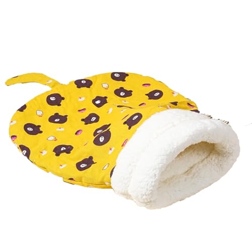 Haustierschlafsack - Orthopädisches Halbgeschlossenes, Warmes Katzenbett Weiche Kuschelhöhle Mit Kissen, Wärmendes Bett For Welpen Und Kätzchen Im Haus, Bequemer Plüschunterschlupf(Yellow,35*45cm) von CAIYZH