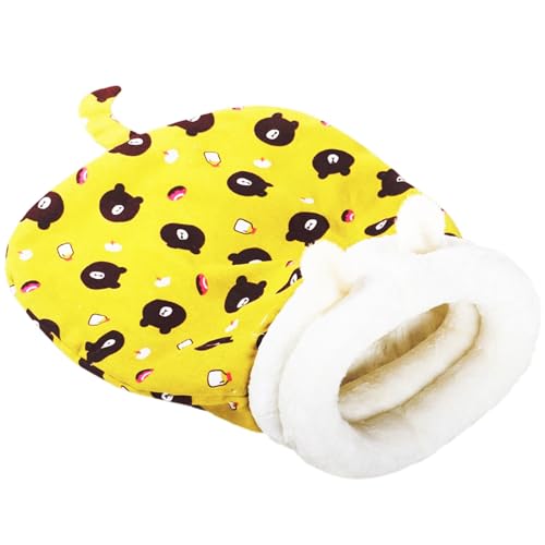 Warmes Und Gemütliches Katzenhöhlenbett, 360° Bequemer Hundeschlafsack, Winterwarmes Lustiges Tunnel-Hundenest, Weicher Plüsch-Hundehöhlenbett-Katzensack For Katzen, Haustierbedarf(Yellow,45x55 cm) von CAIYZH