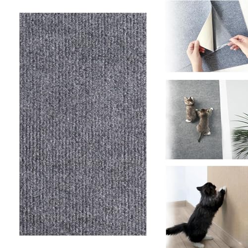 Cat Scratching Mat, Trimmable Self-Adhesive Cat Scratching Carpet, Cat Carpet Replacement for Cat Tree Shelves, Climbing Cat Scratcher for Steps Post Couch Furniture Protector (Grey, 40x100cm) von CAKERS