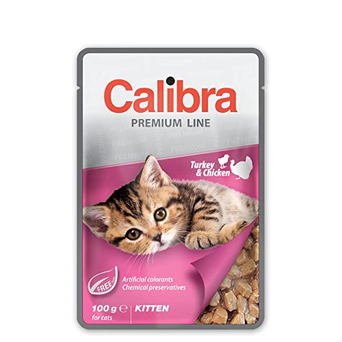 CALIBRA Cat Kitten Pouch Truthahn Huhn Box 24 x 100 g von CALIBRA