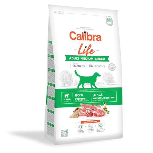 Trockenfutter für mittlere Rassen mit Lamm und Reis Calibra Life Dog Adult Medium Lamb Rice 12kg von CALIBRA