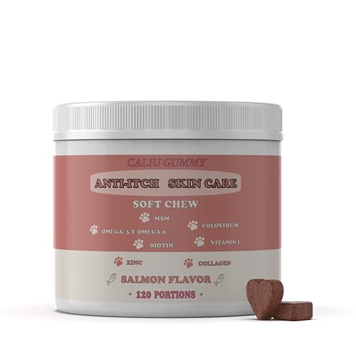 Kaubonbons für Hautpflege & Juckreiz-Linderung bei Hunden und Katzen – 120 Stück – mit Omega‑3, Omega‑6, Kollagen und Vitaminen – Lachs-Geschmack Kaubonbons für Hautpflege & Juckreiz-Linderung bei Hunden und Katzen – 120 Stück – mit Omega‑3, Omega‑6, Kollagen und Vitaminen – Lachs-Geschmack von CALIU GUMMY