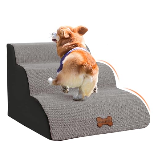 CALIYO Hundetreppe 3 Stufen, Hundetreppe für Kleine Hunde, Katzentreppe 40 cm hoch, Haustiertreppe mit Waschbarem Bezug und Rutschfester Unterseite, Hunderampe für Bett, Couch und Auto (60×40×40 cm) CALIYO Hundetreppe 3 Stufen, Hundetreppe für Kleine Hunde, Katzentreppe 40 cm hoch, Haustiertreppe mit Waschbarem Bezug und Rutschfester Unterseite, Hunderampe für Bett, Couch und Auto (60×40×40 cm) von CALIYO