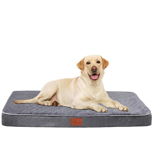 CALIYO Orthopädisches Hundebett Grosse Hunde, Hundekissen 112×81×7.6cm, Hundematte Waschbar, Memory Foam Hundematte, Dog Bed für Grosse Hunde(Dunkelgrau) von CALIYO