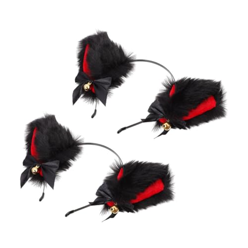 CALLARON 2Stücke Katzenohren Haarband Mit Glocken Kreatives Performance Haar Accessoire Für Cosplay Partys Festivals Stilvolles Katzen Haarband von CALLARON