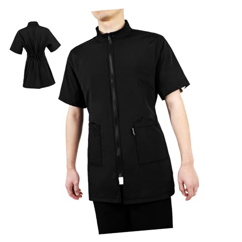 CALLARON Atmungsaktiver Wasserdichter Hundepflege Kittel mit Taschen Barber Smock aus Weichem Faserstoff Pflegeleichte Robuste Arbeitskleidung für Haustierfriseure Schwarz von CALLARON