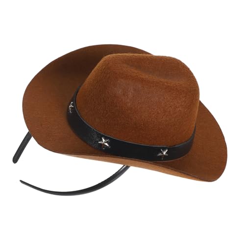 CALLARON Mini Cowboy Hut Haarband Modisches Cowgirl Accessoire für Geburtstagsfeiern für Haustiere Weichem Material Vielseitig für Anlässe von CALLARON