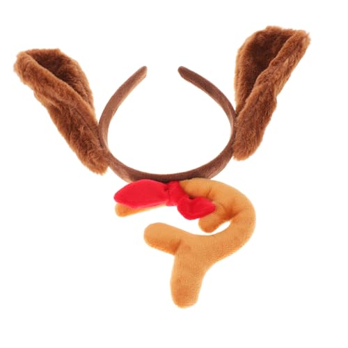CALLARON Weiches Plüsch Tierohren Haarreif mit Rentiergeweih und Knochen Komfortables Stirnband für Hunde und Welpen Atmungsaktiv Einfach Anzuziehen für Halloween Karneval Party und von CALLARON