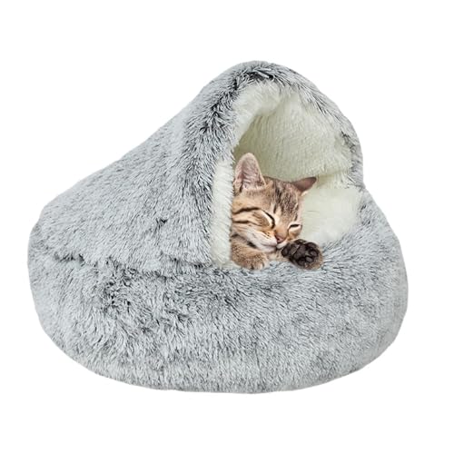 Rundes Katzenbett, bequemes und waschbares Kissen mit erhöhten Kanten, Plüschhaus für Kaninchen, Meerschweinchen und Kätzchen, 40 cm von CALLOVE