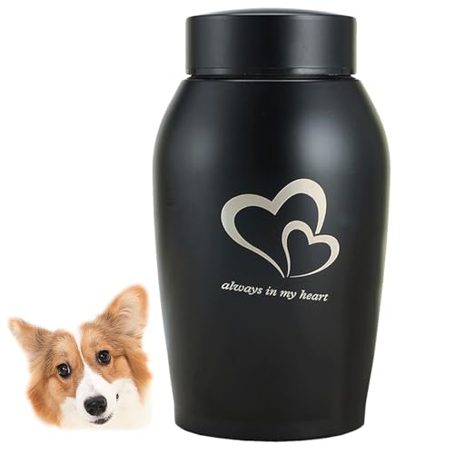 Urne, Bestattungsurne, Urne für Haustiere, Gedenkurne für Haustiere, Urne für Hunde, aus Edelstahl, Urnen für Hunde und Katzen, zum Gedenken an Haustiere (schwarz) von CALLOVE