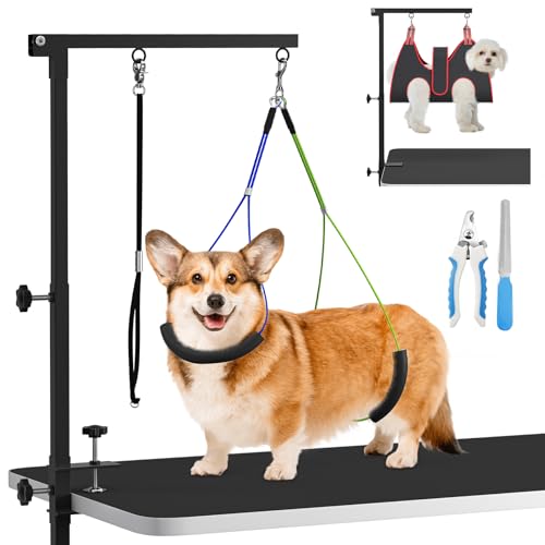 Fellpflege-Arm für Hunde, mit Klemme, 88,9 cm, Haustierpflege-Hängematte, Tischarm mit verstellbaren Halterungen, kein Sitzen, Haunch-Halter, Hundepflege-Tischständer für zu Hause, mit Schlaufe, für Fellpflege-Arm für Hunde, mit Klemme, 88,9 cm, Haustierpflege-Hängematte, Tischarm mit verstellbaren Halterungen, kein Sitzen, Haunch-Halter, Hundepflege-Tischständer für zu Hause, mit Schlaufe, für von CALLRIOTUS
