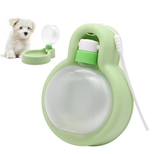 350ml Hundetrinkflasche, Antibakterielle Tragbare Trinkflasche Dog für Unterwegs, Hunde Wasserflasche mit Umhängeband, Auslaufsicher Trinknapf, Grün Reise Wassernapf für Hund Katze (V, 1) von CALLYSONIC